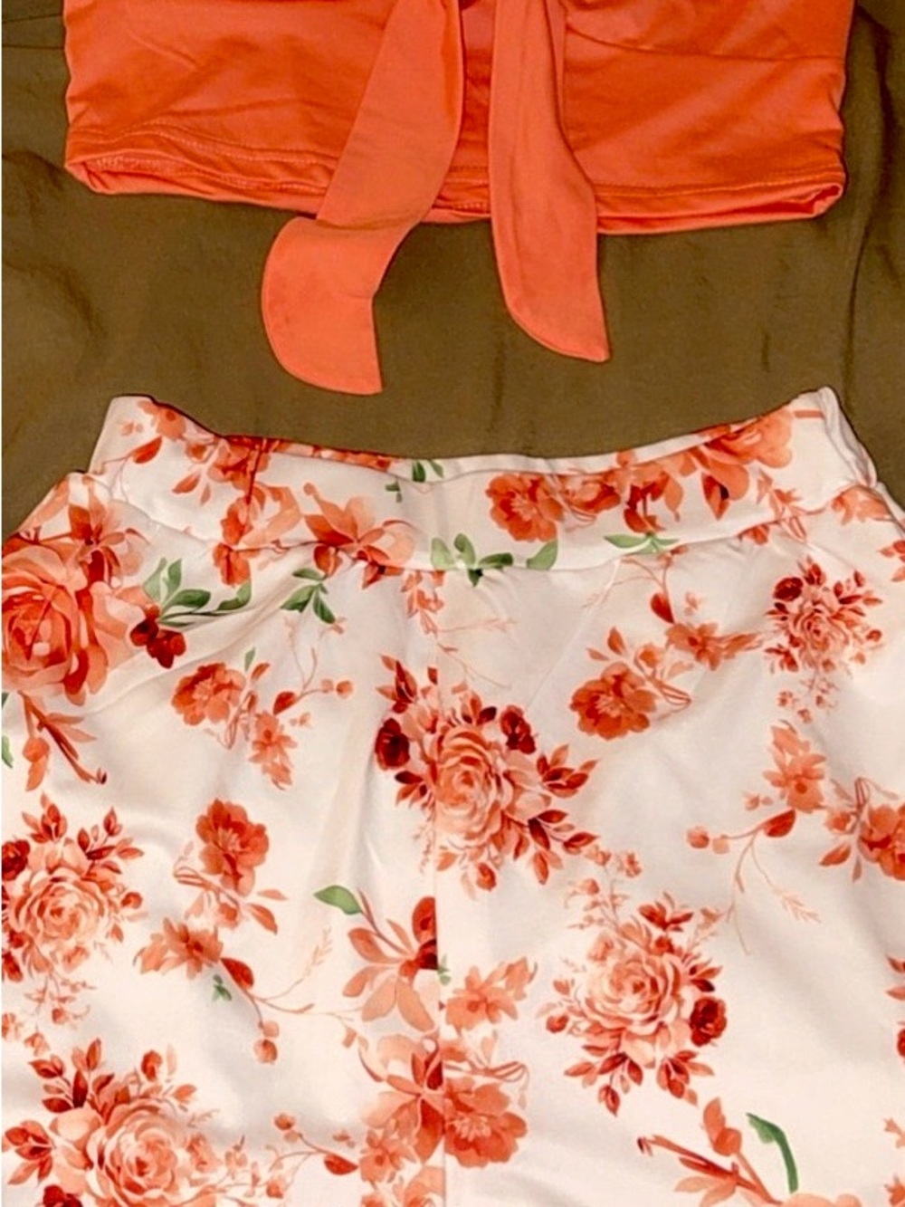 SHEIN White Shorts with Coral Floral Print